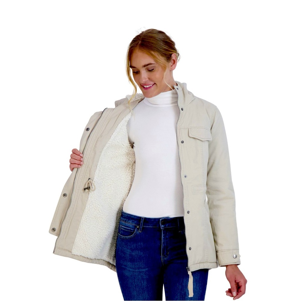 Sebby Sherpa-Lined Twill Anorak Jacket nwt